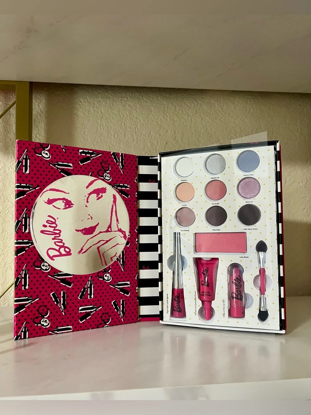 Limited Edition Barbie Beauty Book, 6 PC Eye Brush Set and Lip Smacker Balm